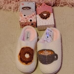 Just Be Donut and Coffee Slippers and Socks Set Size 7/8